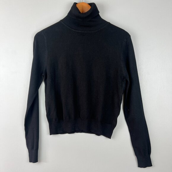 Pink Martini Black Turtleneck Sweater Medium Elegant Fitted Chic NWT - Picture 7 of 7